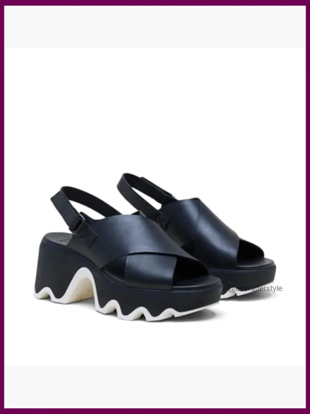 Leather Platform Sandals with Slingback Strap, Adjustable Closure